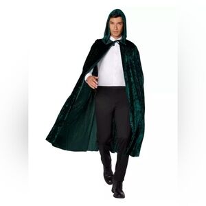 SPIRIT- Emerald Green Cape. Velvet Hooded Cape